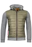 Giordano Hybridjacke mit Jerseyeinsätzen Khaki / Grau